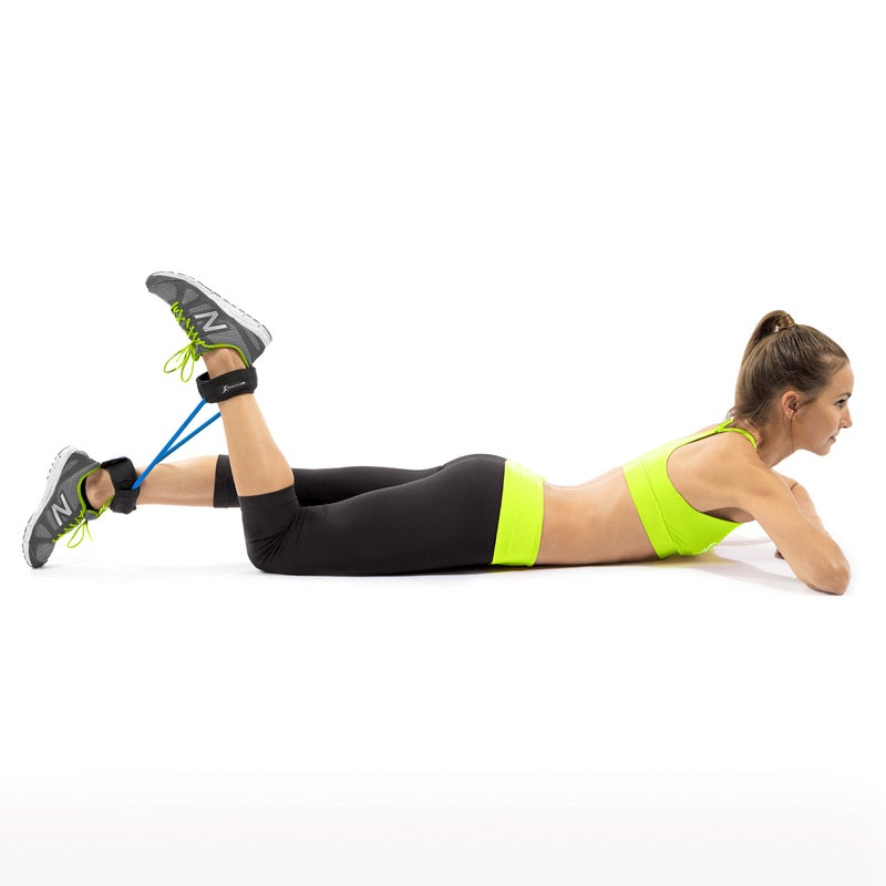 ProsourceFit Leg Resistance Exercise Band Heavy Duty Tube, 15-20 pounds with Padded Ankle Cuffs for Lower Body Workouts - Image 4